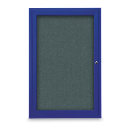 United Visual Products Slim Enclosed Corkboard, 18"x24", Satin Alum Frame/Black UVEB1824-SATIN-BLACK